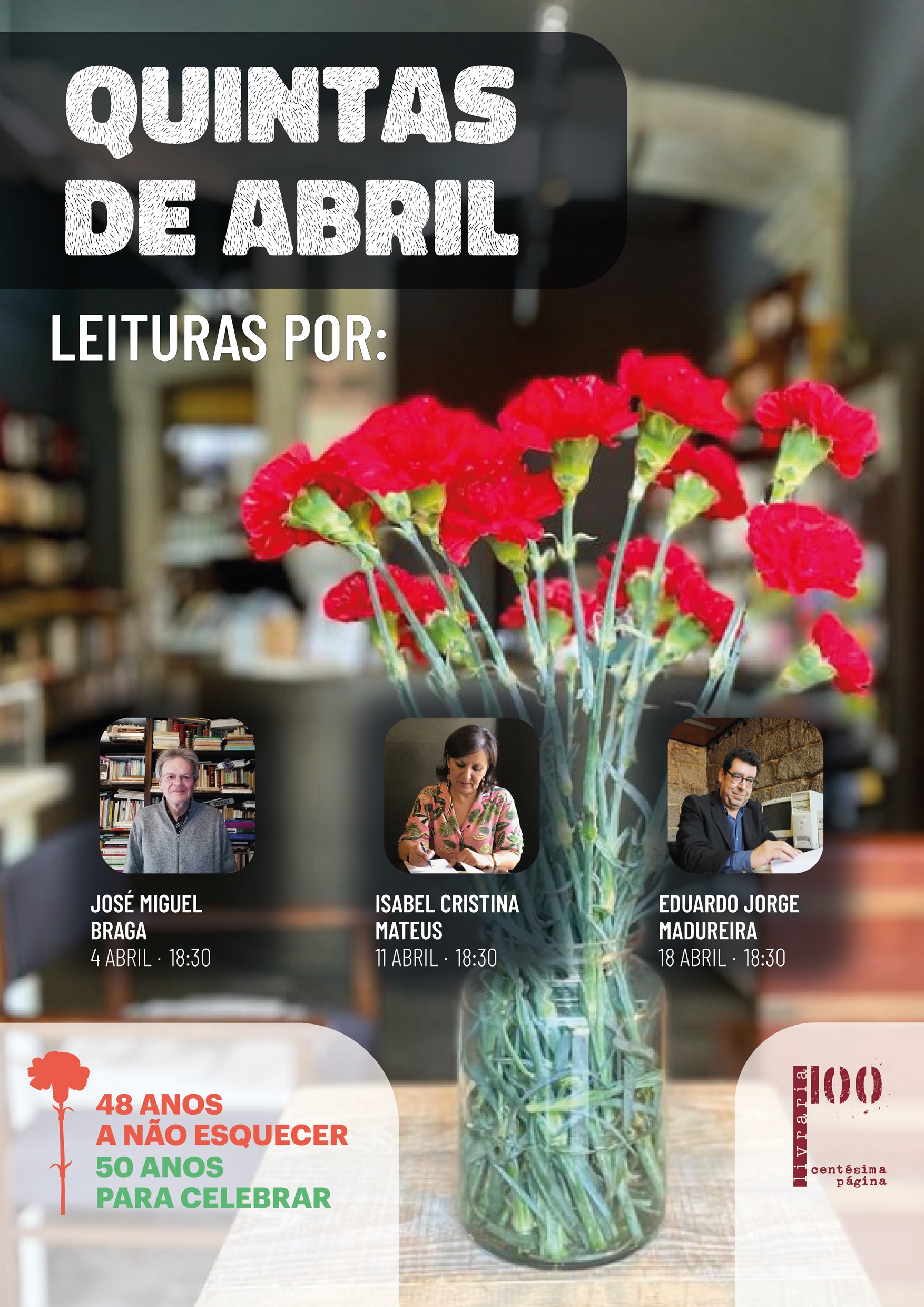 Leituras Quintas de Abril, na Livraria 100ª Página