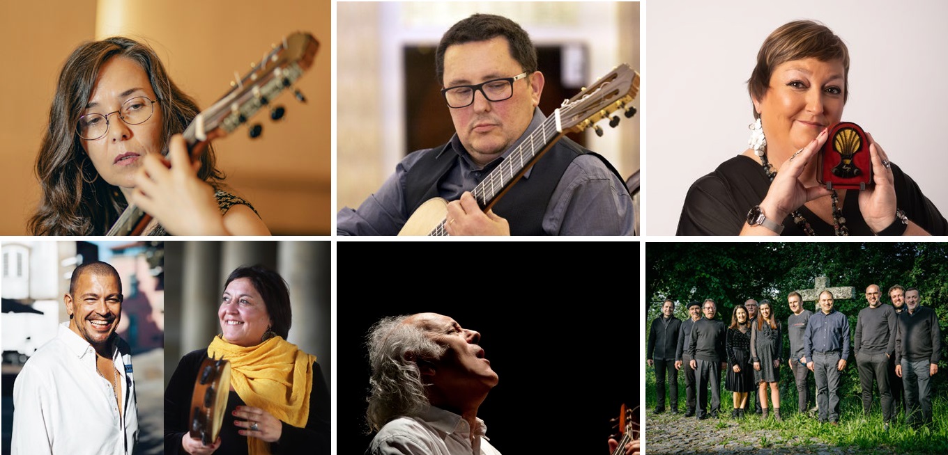 Isabel Rei Samartim, Artur Caldeira, Sofia Carvalheda e, abaixo, Ricardo Ribeiro e Uxía, Amancio Prada e Canto DAqui