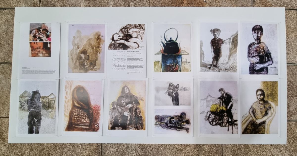 Alguns trabalhos expostos de artistas palestinianos