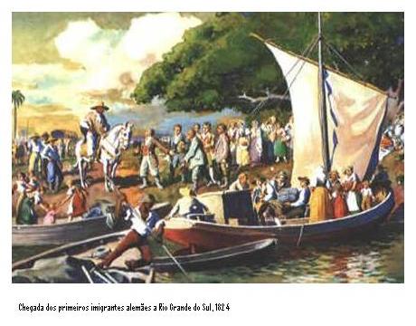 Chegada dos primeiros imigrantes alemães a Rio Grande do Sul, Brasil (1824)
