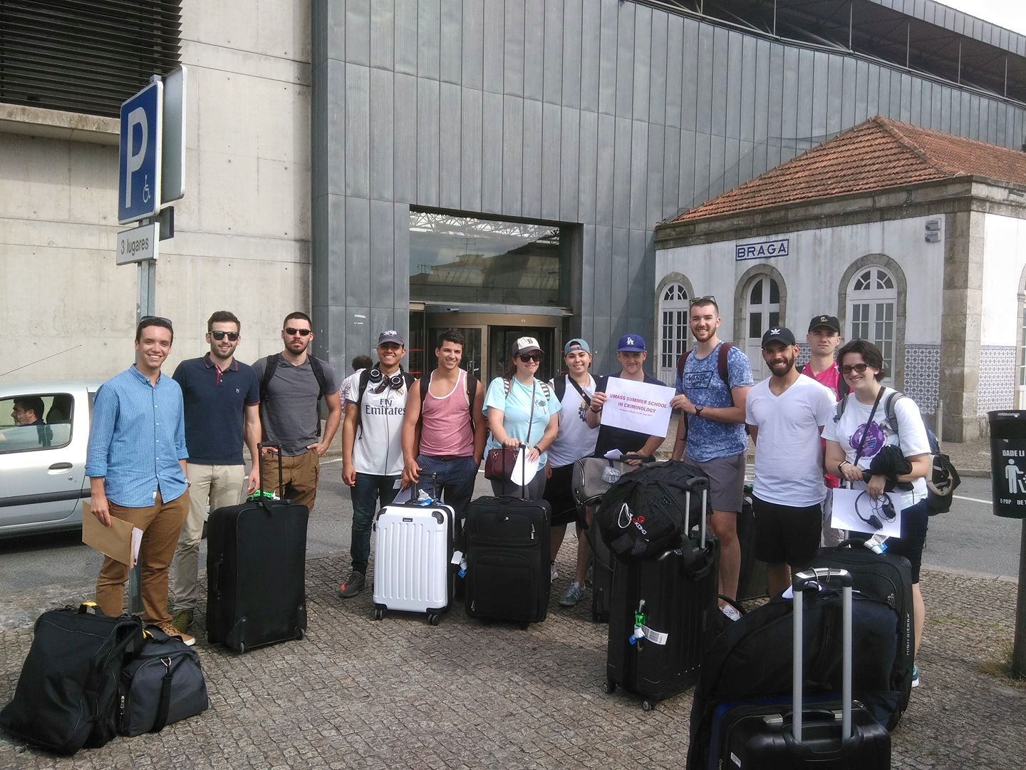 Grupo dos EUA para a UMass Summer School in Criminology, à chegada a Braga