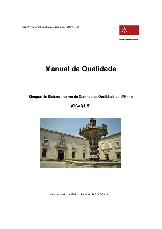 Capa do Manual da Qualidade da Universidade do Minho.