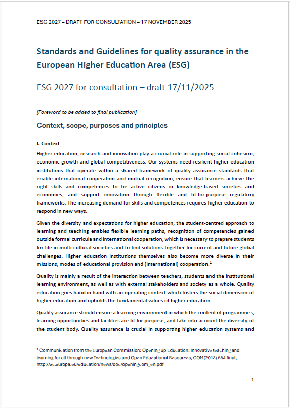 Capa do projeto de revisão das ESG.